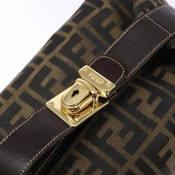 FENDI Zucca Canvas Vanity Pouch Black Brown Auth 139093 - Picture 9 of 16